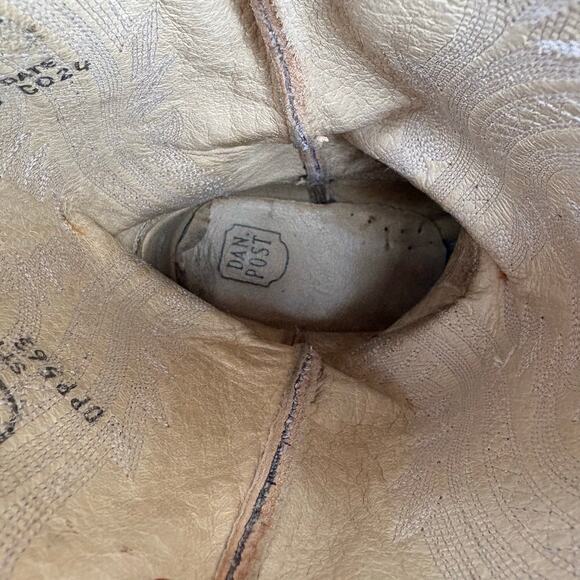 Dan Post Exotic Cowboy Boots Sz 12 D Brown Cognac Leather Quill Ostrich Western - Picture 17 of 17